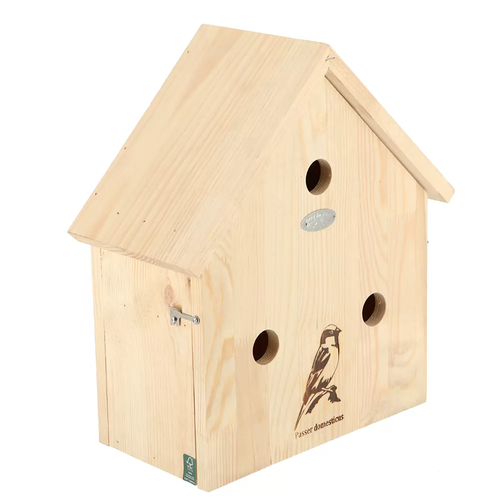 voorkant houten mussen villa
