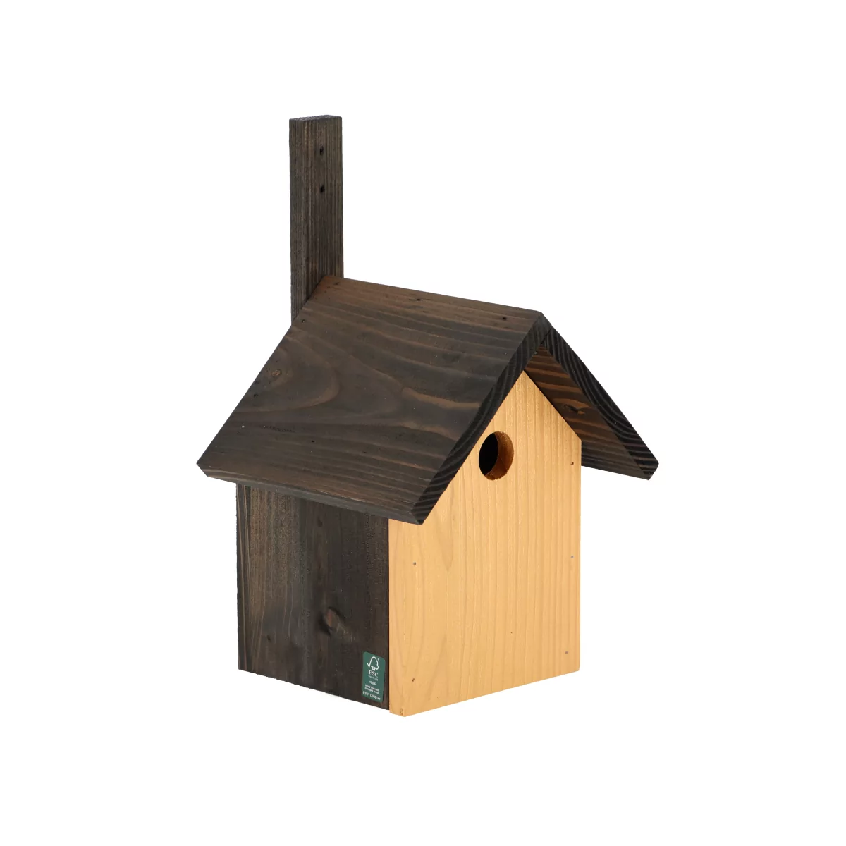 vogel huisje met goud en zwart