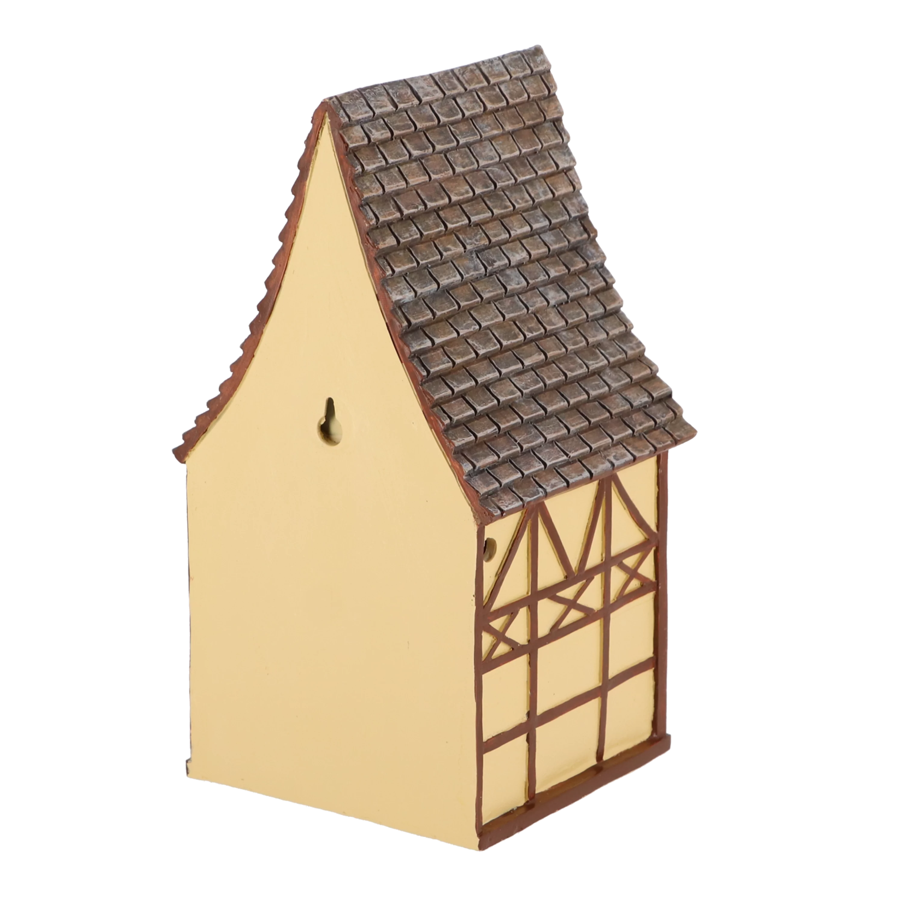 geel vakwerk vogel huis achterkant