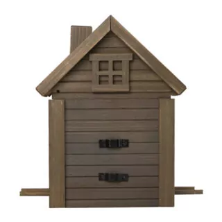 bruin design vogel huisje achterzijde