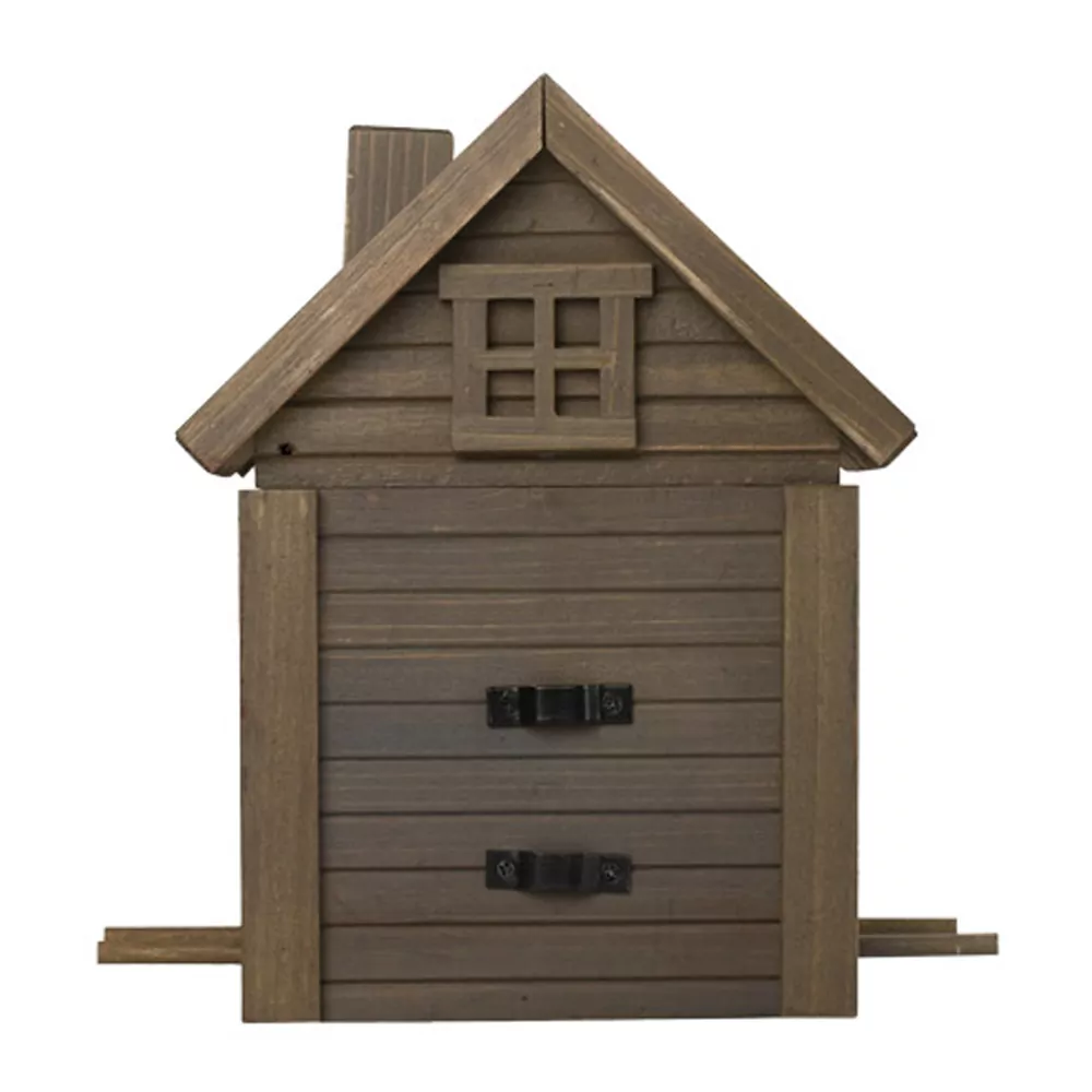 bruin design vogel huisje achterzijde