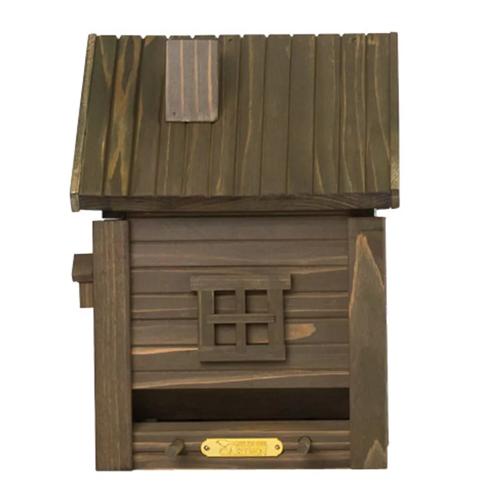 bruin design vogel huisje zijaanzicht