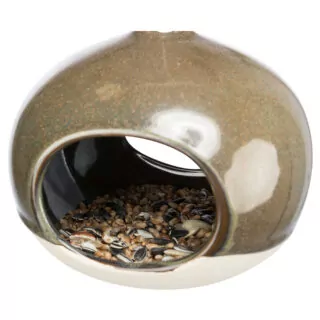 keramieken hanger met ovalen vorm met vogelzaden